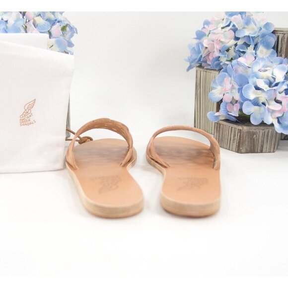 Ancient Greek Maistros Natural Leather Slides Mule Flats Sandals Size 36 NIB - Picture 6 of 8